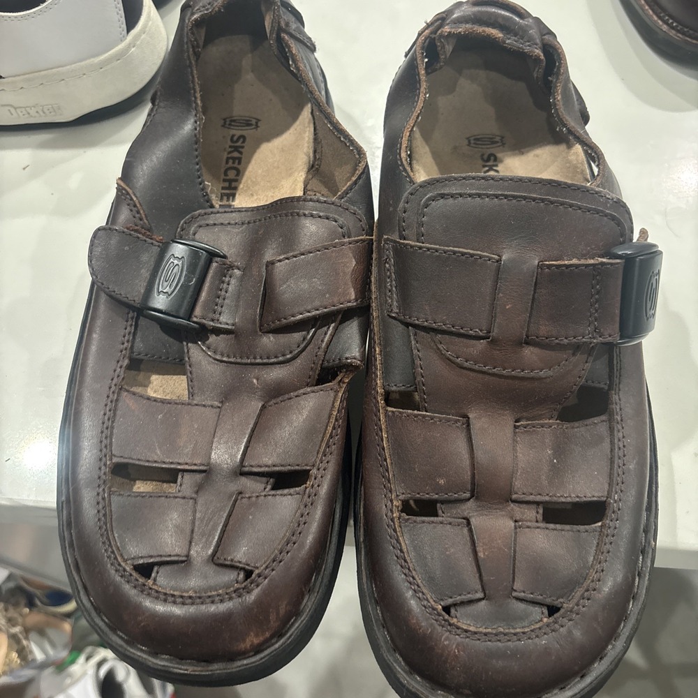 skechers mens sandals size 12 brown